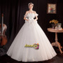 Off The Shoulder Ruffles Ball Gown Lace Up Wedding Dress