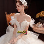 Shop Annakoo Off The Shoulder Puffy Sleeve Ball Gown Tulle Flowers Wedding Dress Under 158