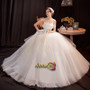 Strapless Tulle Ball Gown Ruched Floor Length Wedding Dress