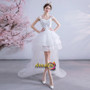 Straps A Line High Low Tulle Lace Up Ruffles Wedding Dress