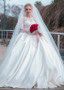 Tulle & Satin Jewel  Beaded Ball Gown Long Sleeve Wedding Dress
