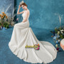 Sheer Neck Appliques Beading A Line Sash Belt Wedding Dress