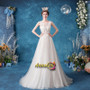 Scoop A Line Sheer Back Applique Tulle Wedding Dress