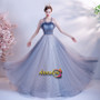 Shop ANNAKOO 2021 Straps Tulle Blue A Line Romantic Lace Up Prom Formal Dress under 125