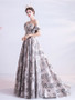 Shop 2021 Flower Print A Line Gary Tulle Off The Shoulder Prom Dress Under 145