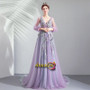 Shop 2021 Purple Tulle Long Sleeve Appliques Flower Lace Up Prom Dress Under 142