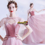 Shop ANNAKOO 2021 High Neck Pink Sheer Back See Through Short Sleeves A Line Prom Dress Under 138