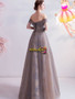Buy Affordable Off The Shoulder Coffee Sequin Bling Bling Tulle Prom Dress From Annakoo