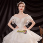 Shop 2021 Off The Shoulder Short Sleeve Ball Gown Beading Ruffles Wedding Dress Under 138