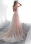 Belt Tulle Scoop See-through Bodice A-line Wedding Dress