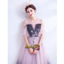 Shop 2021  Scoop Cold Shoulder Flowers Purple Tulle Prom Dress Under 128