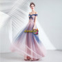 Shop 2021 Annakoo Pink & Blue Tulle Flower Appliques Lace Up A Line Prom Dress Under 128