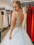 Shop Annakoo 2021 V Neck Blue Flower Appliques Backless Tulle Prom Dress Under 225