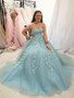 Shop 2021 Cheap Strapless Mint Appliques Tulle A Line Green Prom Dress Under 188