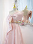 Buy 2022 Annakoo One Shoulder Pearl Pink Satin Floor Length Bowknot Lace Up Corset Prom Dress Under 139