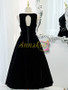 Shop Annakoo 2022 Black Scoop Lace Up Satin Vintage Ankle Length Beading Bowknot Prom Dress Under 138
