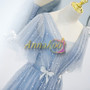 Shop Annakoo 2022 Blue Cap Sleeves Tulle Beading V Neck Bowknot Prom Formal Dress Under 138
