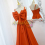 Buy 2022 Red Spaghetti Straps Big Bow Satin Long Lace Up Prom Dress Under 118