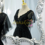 Buy 2022 Cheap Black V Neck Beading Cap Sleeve Tulle A Line Prom Dress Under 152