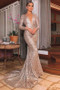Shop ANNAKOO 2022 Long Sleeve Rose Gold Backless Trumpet Mermaid Sequin Prom Formal Dress under 148
