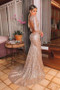 Shop ANNAKOO 2022 Long Sleeve Rose Gold Backless Trumpet Mermaid Sequin Prom Formal Dress under 148