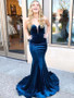 Shop Annakoo 2022 Blue Velvet Sweetheart Sheer Sheath Column Cross Back Prom Dress Under 138