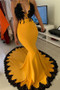 Shop 2022 Annakoo Halter Yellow Spandex Appliques Trumpet Mermaid Backless Prom Dress Under 168