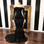 Shop 2022 Annakoo Off The Shoulder Black Sequin Trumpet Mermaid Long Sleeve Prom Formal Dress Under 225