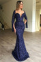 Shop 2022 Royal Blue Long Sleeve Trumpet Mermaid Sequin Prom Dress Under 248