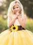 Yellow Tulle  Ball Gown Flower Girl Dress with Lace Flower