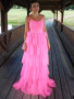 Shop Annakoo 2022 Hot Pink Ruffles Tulle A Line Sexy Prom Dress Under 159