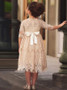 Sash Beading Half Sleeves White Lace Flower Girl Dress