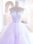 Shop 2022 Annakoo Lavender Strapless Tulle Sheer A Line Prom Dress Under 188