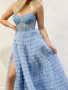 Shop 2022 Annakoo Blue Ruffles Tulle Sweetheart See Through Prom Dress With Slit