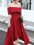 Shop 2022 ANNAKOO Burgundy Chiffon Off The Shoulder A Line High Low Prom Dress Under 115