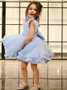 Cute Little Ruffles Bowknot Light Blue Flower Girl Dress 