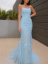 Shop 2022 ANNAKOO Sky Blue Lace Appliques Cross Criss Backless Prom Dress Under 168