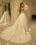 Shop 2022 ANNAKOO Sweetheart Puffy Sleeves Beading A Line Wedding Dress under 275