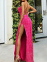 Shop 2022 Sparkle Fuchsia Sexy Dress Spaghetti Strap Sequin Prom Dress Under 159