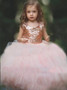 Ball Gown Scoop Sequins Pink Tulle Flower Girl Dress