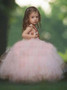 Ball Gown Scoop Sequins Pink Tulle Flower Girl Dress