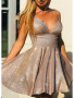 Shop 2022 ANNAKOO Spaghetti Strap Sequin Short Mini Gold Homecoming Dress Under 100