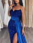 Shop 2022 Convertible Sweetheart Royal Blue Trumpet Mermaid Prom Dress With Detachable  Train Under 148
