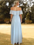 Shop 2022 ANNAKOO Chiffon Off The Shoulder Blue Beading Prom Dress Under 149