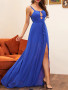 Shop 2022 ANNAKOO Blue Straps Spandex Trumpet Mermaid Slit Prom Dress Under 99