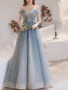 Shop Annakoo 2022 Puffy Blue Tulle Beading Lace Up Formal Prom Dress Under 167