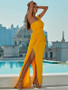 Shop 2023 ANNAKOO Yellow One Shoulder Satin Prom Dress With Slit Under 79