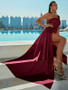 Shop 2023 ANNAKOO Burgundy One Shoulder Prom Formal Dress With Slit Under 79
