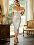 Shop 2023 ANNAKOO Off The Shoulder Sequin White Short Prom Dress Under 99