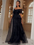 Shop 2023 ANNAKOO Off The Shoulder Organza A Line Black Prom Dress Under 105